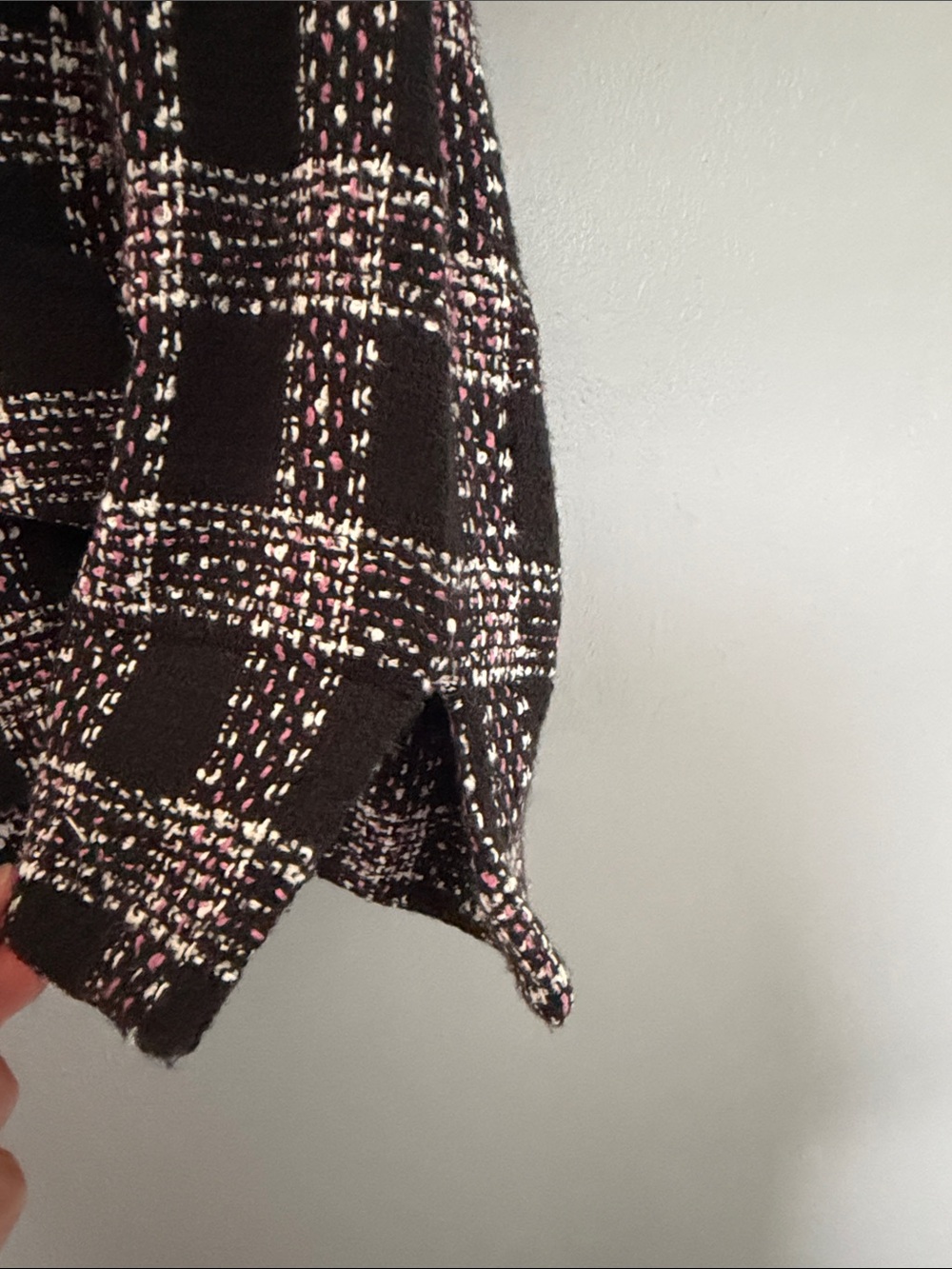 Vintage No Boundaries Plaid Tweed Blazer - Pink & Black Cropped Jacket Junior7/9 - Picture 6 of 7